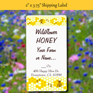 Etiqueta de Personalizado de abeja miel de 2" x 3,
