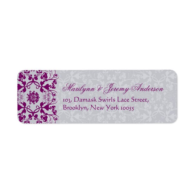 Etiqueta de Personalizado de Damask Swirls Lace Or (Frente)