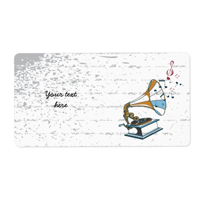 Etiqueta de personalizado retro gramófono (Frente)