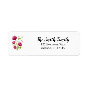 Etiqueta de pintura de flores rosadas del jardín d