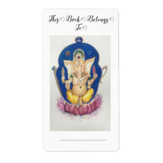 Etiqueta de placa de libro de Ganesha Elefante Mau