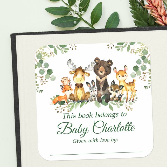 Etiqueta de placa verde para animales de Woodland  (Customize to change text size, color or text style.)