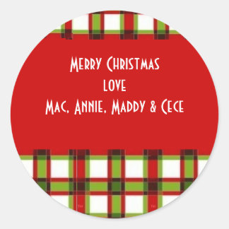 Etiqueta de plaid de Navidad