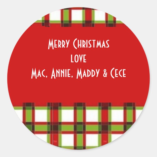 Etiqueta de plaid de Navidad (Anverso)