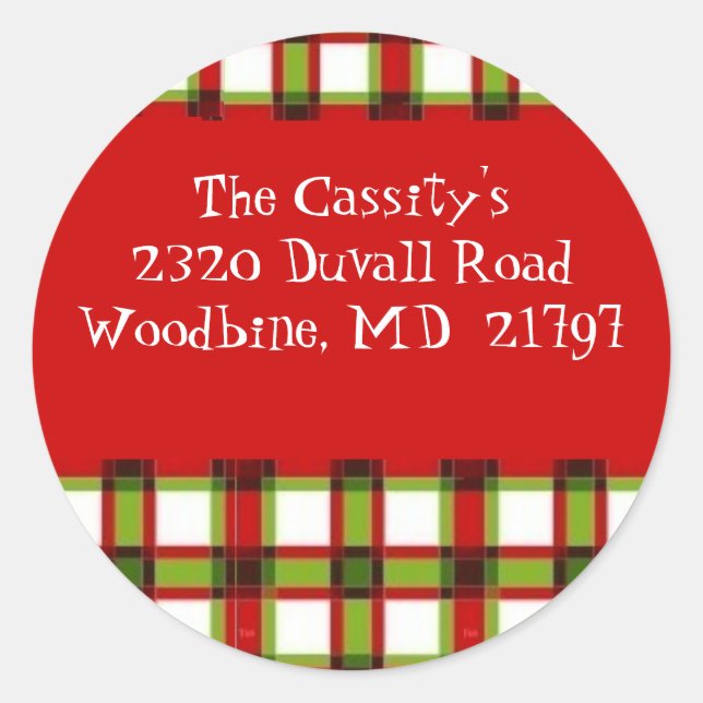 Etiqueta de plaid de Navidad - Personalizada (Anverso)
