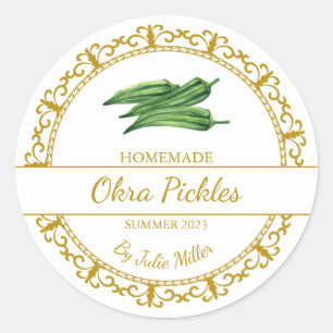 Etiqueta de plaquetas de Okra caseras de oro vinta