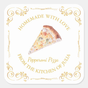 Etiqueta de Plaza de Pizza Casera Vintage