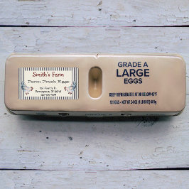 Etiqueta de pollo de huevo fresco de granja de est