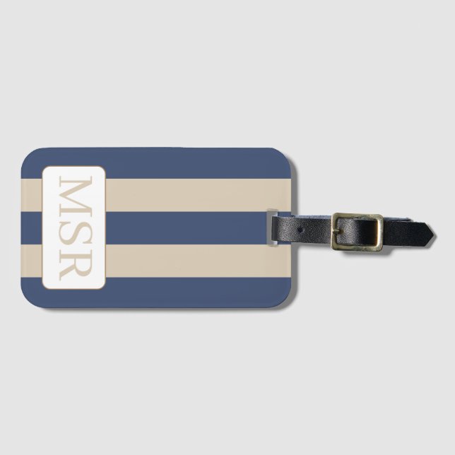 Etiqueta de portaequipajes con franjas moradas y d (Anverso horizontal)