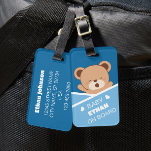 Etiqueta de portaequipajes de bebé con sueño perso
