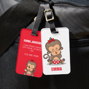 Etiqueta de portaequipajes de Chica de mono person