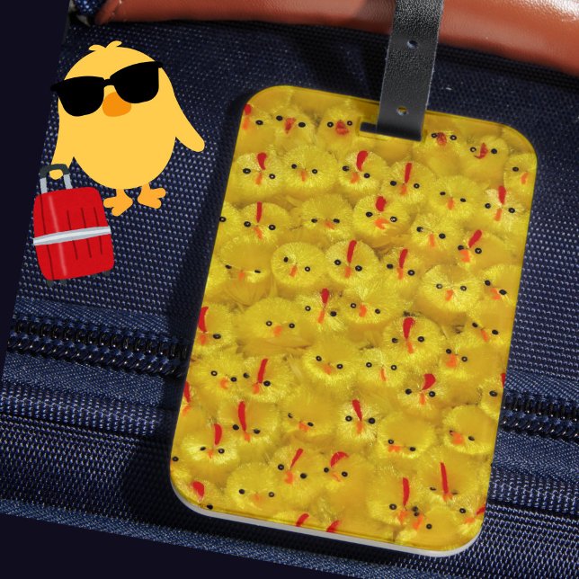Etiqueta de portaequipajes de chicles amarillos de (Never lose your suitcase again with this fun, bright yellow chicks pattern luggage tag!)