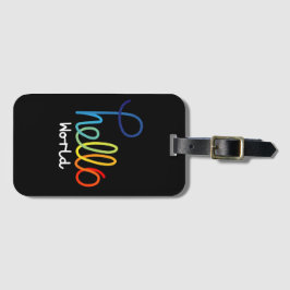 Etiqueta de portaequipajes de color Hello World