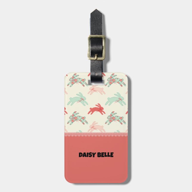 Etiqueta de portaequipajes de conejo de pastel de  (Frente Vertical)