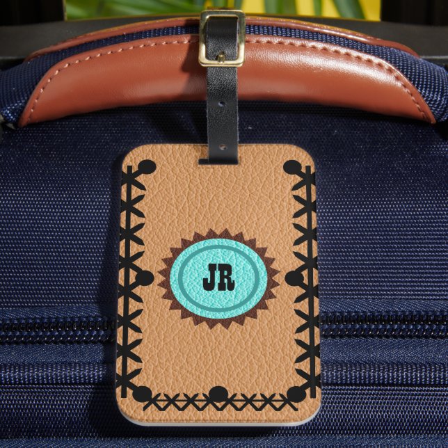 Etiqueta de portaequipajes de cuero estilo suroest (Anverso In situ 2)