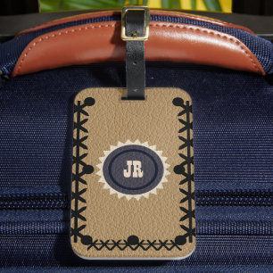 Etiqueta de portaequipajes de cuero estilo suroest