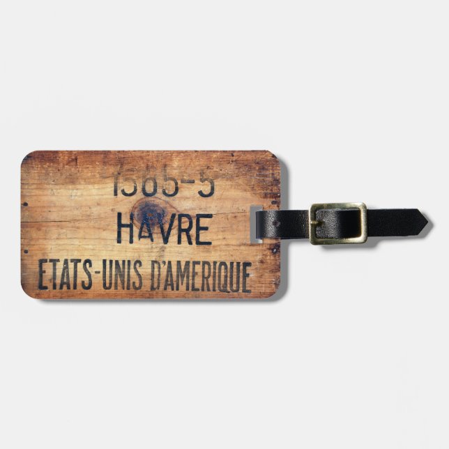 Etiqueta de portaequipajes de estuche de madera an (Frente Horizontal)