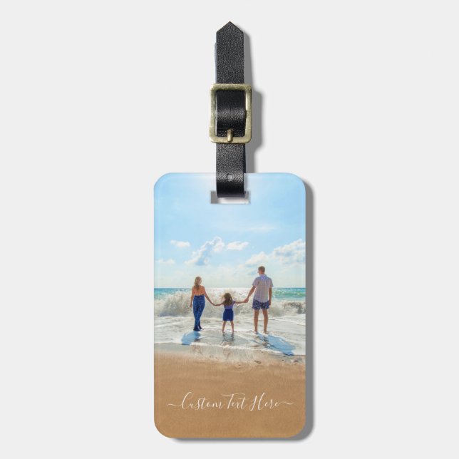 Etiqueta de portaequipajes de fotos personalizado  (Frente Vertical)