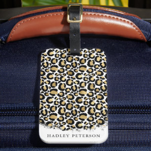 Etiqueta de portaequipajes de impresión de leopard