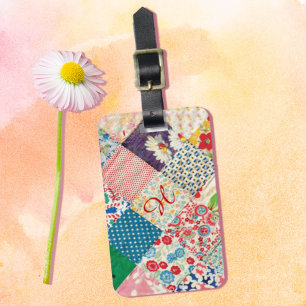 Etiqueta de portaequipajes de la pila de patchwork