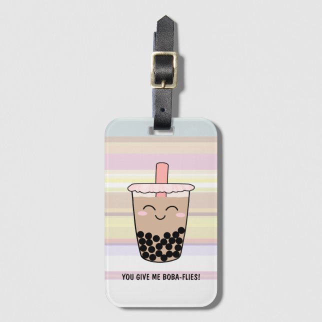 Etiqueta de portaequipajes de la pluma de Boba Tea (Anverso vertical)