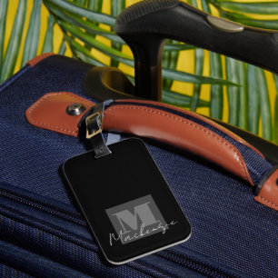 Etiqueta de portaequipajes de monograma de letra e