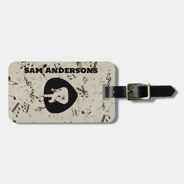 Etiqueta de portaequipajes de ondas de sonido rock (Frente Horizontal)