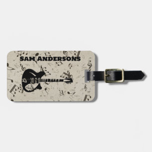 Etiqueta de portaequipajes de ondas de sonido rock