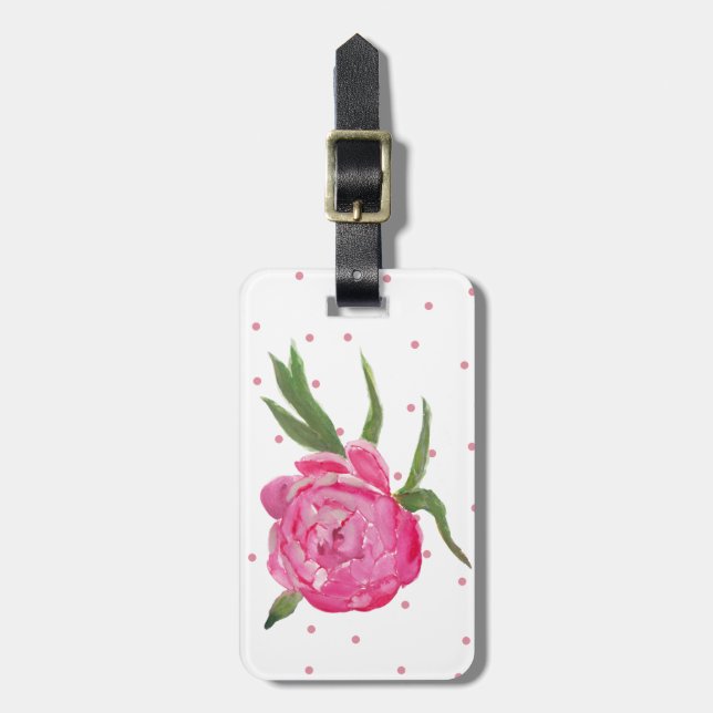 Etiqueta de portaequipajes de Personalizado Peony  (Frente Vertical)