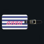 Etiqueta de portaequipajes de Preppy<br><div class="desc">Accede a tu equipaje con esta adorable etiqueta de equipaje de rayas azules y blancas. ¡Esto sería perfecto para los regalos de las novias o de las bodas! Personalizar con su nombre,  información o monograma.</div>