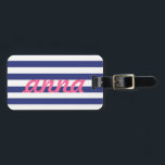 Etiqueta de portaequipajes de Preppy<br><div class="desc">Accede a tu equipaje con esta adorable etiqueta de equipaje de rayas azules y blancas. ¡Esto sería perfecto para los regalos de las novias o de las bodas! Personalizar con su nombre,  información o monograma.</div>