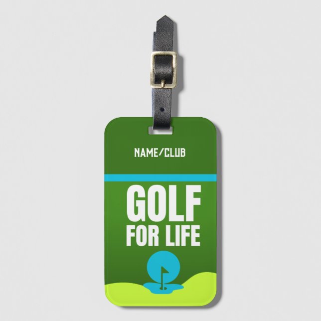 Etiqueta de portaequipajes del club de golf person (Anverso vertical)
