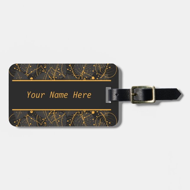 Etiqueta de portaequipajes elegante de oro persona (Frente Horizontal)