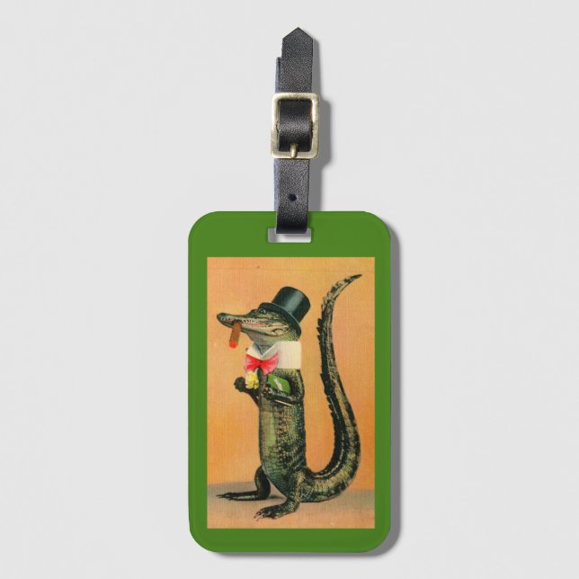 Etiqueta de portaequipajes ilustrada Debonair Gato (Anverso vertical)