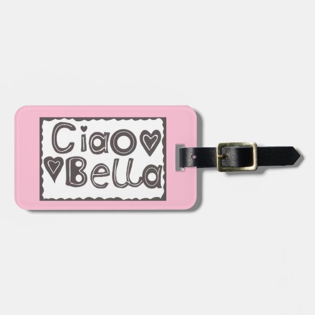 Etiqueta de portaequipajes rosa y negra de la bell (Frente Horizontal)