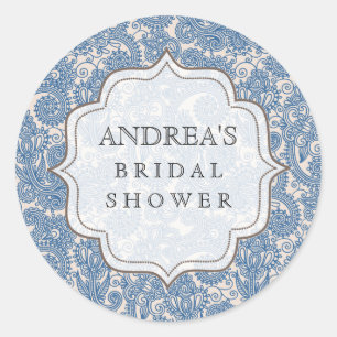 Etiqueta de postre Blue Bridal Shower