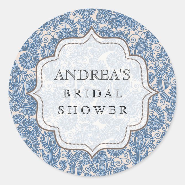 Etiqueta de postre Blue Bridal Shower (Anverso)