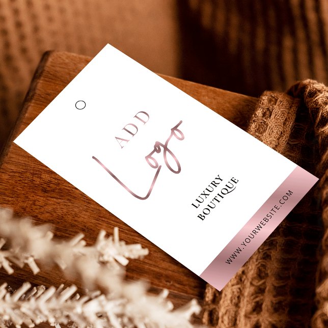 Etiqueta de precio de la etiqueta moderna de Rosa  (Create stylish labels for your garments using this swing tag design)