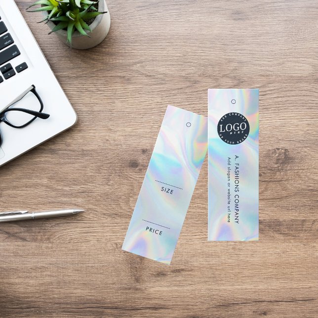 Etiqueta de precio de la ropa holográfica con logo (Business Logo Holographic Iridescent Clothing Label Mini)