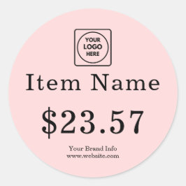 Etiqueta de precio de negocio con logotipo rosa |