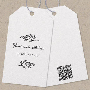 Etiqueta de precio de producto con código QR hecha