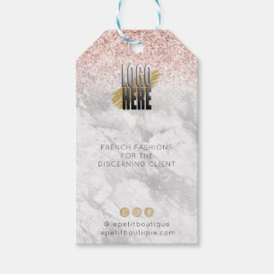 Etiqueta de precio de ropa con logotipo de mármol
