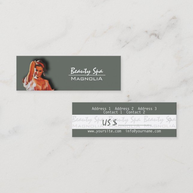 Etiqueta de precio de tarjeta de visita - Spa de b (Anverso / Reverso)