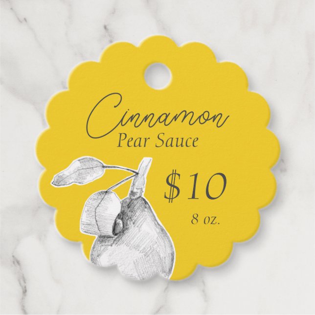 Etiqueta De Precio De Tarro De Conservas De Peras  (Anverso)