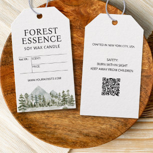 Etiqueta de precio de vela de bosque en acuarela P