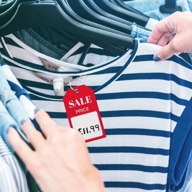 Etiqueta de precio de venta roja de descuento (Discount Red SALE Product Price Tag)