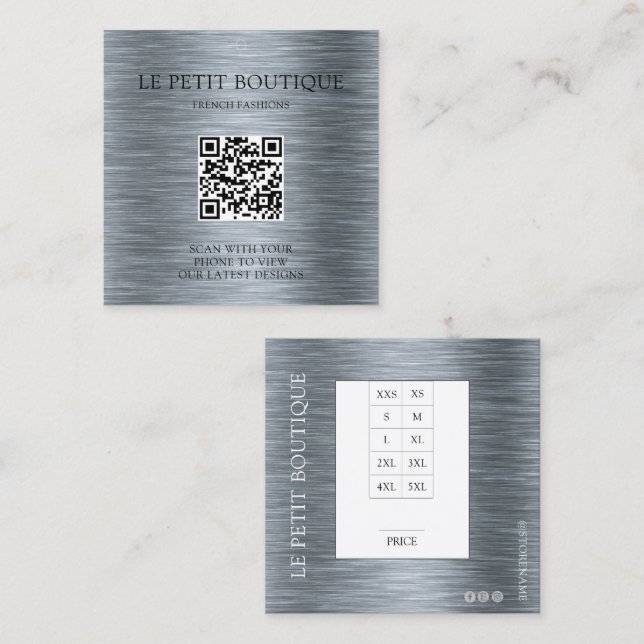 Etiqueta de precio del gráfico de tamaño de la rop (Anverso / Reverso)