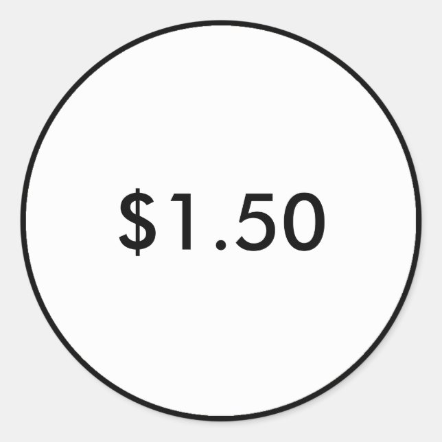 Etiqueta de precio minorista con clase en blanco y (Anverso)