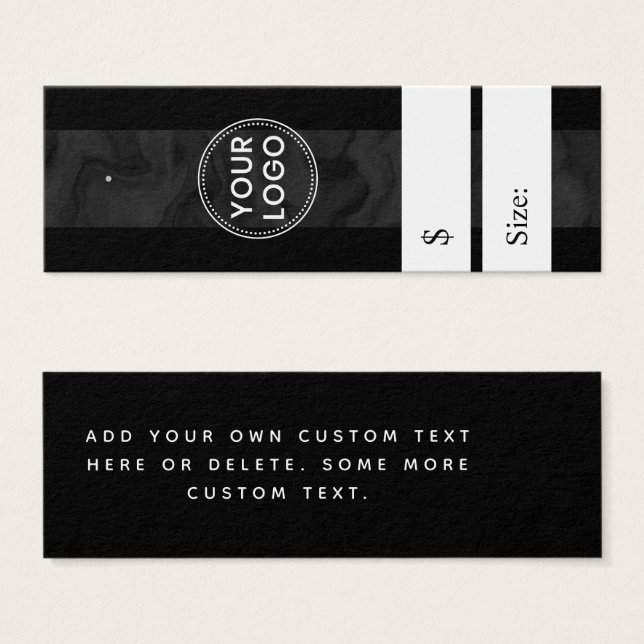 Etiqueta de precio negro de franja de mármol oscur (Anverso y reverso)