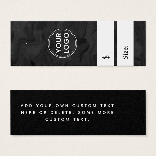 Etiqueta de precio negro oscuro en el mercado (Anverso y reverso)